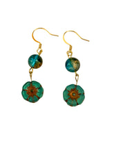 Load image into Gallery viewer, Blue-Orange Hibiscus Earrings