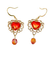 Load image into Gallery viewer, Golden Sunset Heart Pendant Earring and Necklace Set