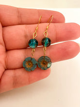 Load image into Gallery viewer, Blue-Orange Hibiscus Earrings