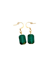 Load image into Gallery viewer, Emerald Green Gold Drop Earrings