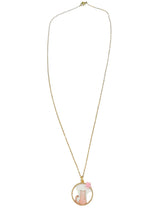 Load image into Gallery viewer, 20" Pink Cat w/Flower Charm Gold Necklace