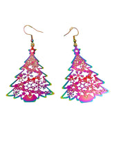 Load image into Gallery viewer, Iridescent Stainless Steel Christmas Tree Earrings
