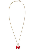 Load image into Gallery viewer, 18" Gold Necklace w/ Red Butterfly Charm