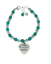 Load image into Gallery viewer, Silver charm bracelet 'Strong Beautiful Worthy'