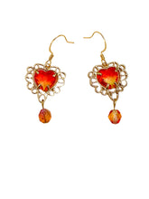 Load image into Gallery viewer, Golden Sunset Heart Pendant Earring and Necklace Set