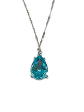 Load image into Gallery viewer, 20" Silver-Plated Twisted Links Necklace w/ Turquoise Color Teardrop Pendant