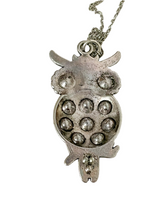 Load image into Gallery viewer, Silver Jeweled Owl 18" Necklace