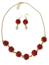 Load image into Gallery viewer, Dark Red Rose Jewelry Set