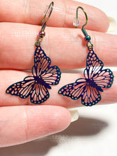 Load image into Gallery viewer, Iridescent Butterfly Dangle Earrings