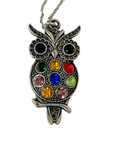 Load image into Gallery viewer, Silver Jeweled Owl 18" Necklace