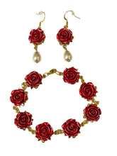 Load image into Gallery viewer, Dark Red Rose Jewelry Set
