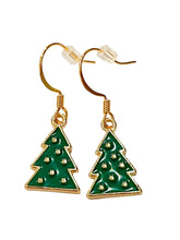 Load image into Gallery viewer, Green Christmas Tree Earrings