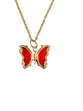 Load image into Gallery viewer, 18" Gold Necklace w/ Red Butterfly Charm