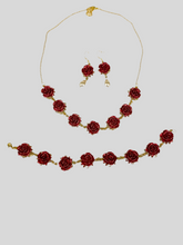 Load image into Gallery viewer, Dark Red Rose Jewelry Set