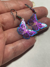 Load image into Gallery viewer, Iridescent Butterfly Dangle Earrings