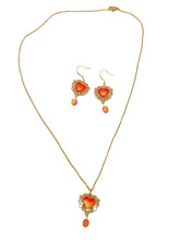 Load image into Gallery viewer, Golden Sunset Heart Pendant Earring and Necklace Set
