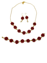 Load image into Gallery viewer, Dark Red Rose Jewelry Set