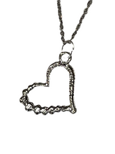 Load image into Gallery viewer, 20” Silver Heart Rhinestone Charm Necklace