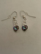 Load image into Gallery viewer, Pink/Purple/Blue Vitrail Light Heart Dangle Earrings