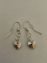 Load image into Gallery viewer, Pink/Purple/Blue Vitrail Light Heart Dangle Earrings