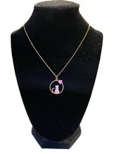 Load image into Gallery viewer, 20" Pink Cat w/Flower Charm Gold Necklace