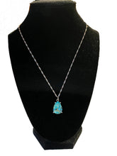 Load image into Gallery viewer, 20" Silver-Plated Twisted Links Necklace w/ Turquoise Color Teardrop Pendant