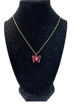 Load image into Gallery viewer, 18" Gold Necklace w/ Red Butterfly Charm