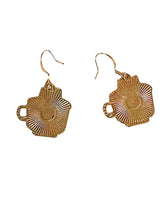 Load image into Gallery viewer, Black Cat in Flower Cup Dangle Earrings