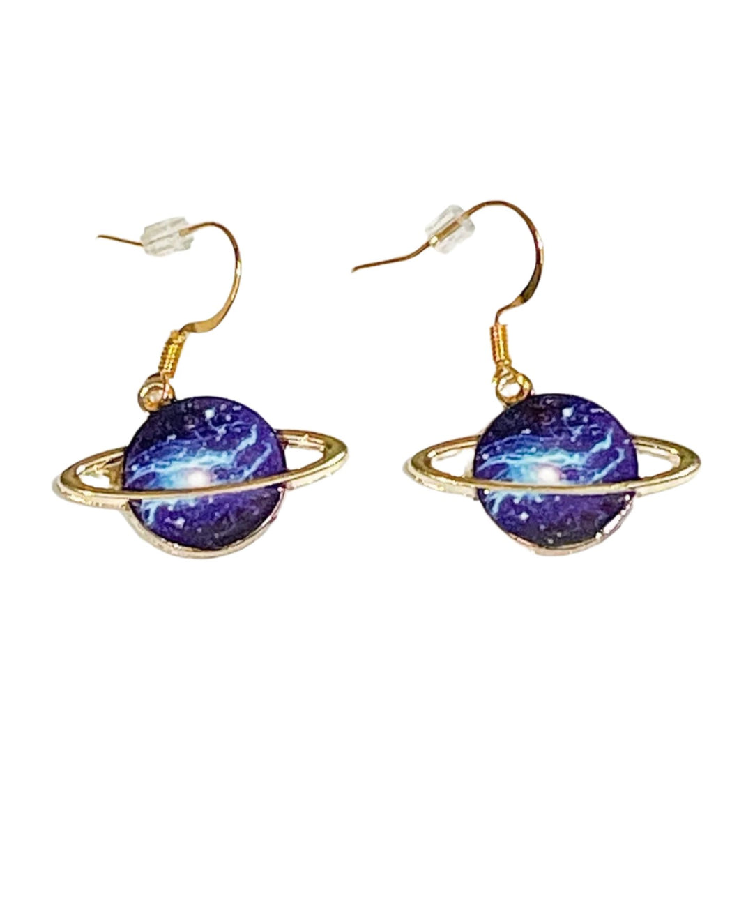 Blue Nebula Saturn Earrings