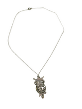 Load image into Gallery viewer, Silver Jeweled Owl 18&quot; Necklace
