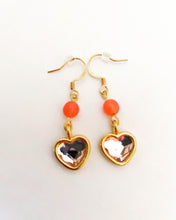 Load image into Gallery viewer, Gold-Pink Heart Earrings
