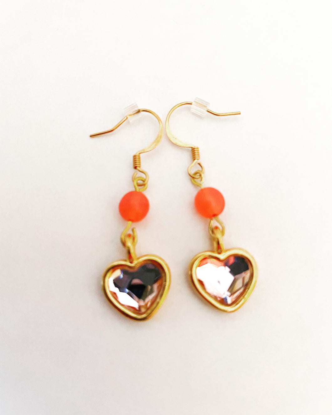 Gold-Pink Heart Earrings