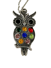 Load image into Gallery viewer, Silver Jeweled Owl 18&quot; Necklace
