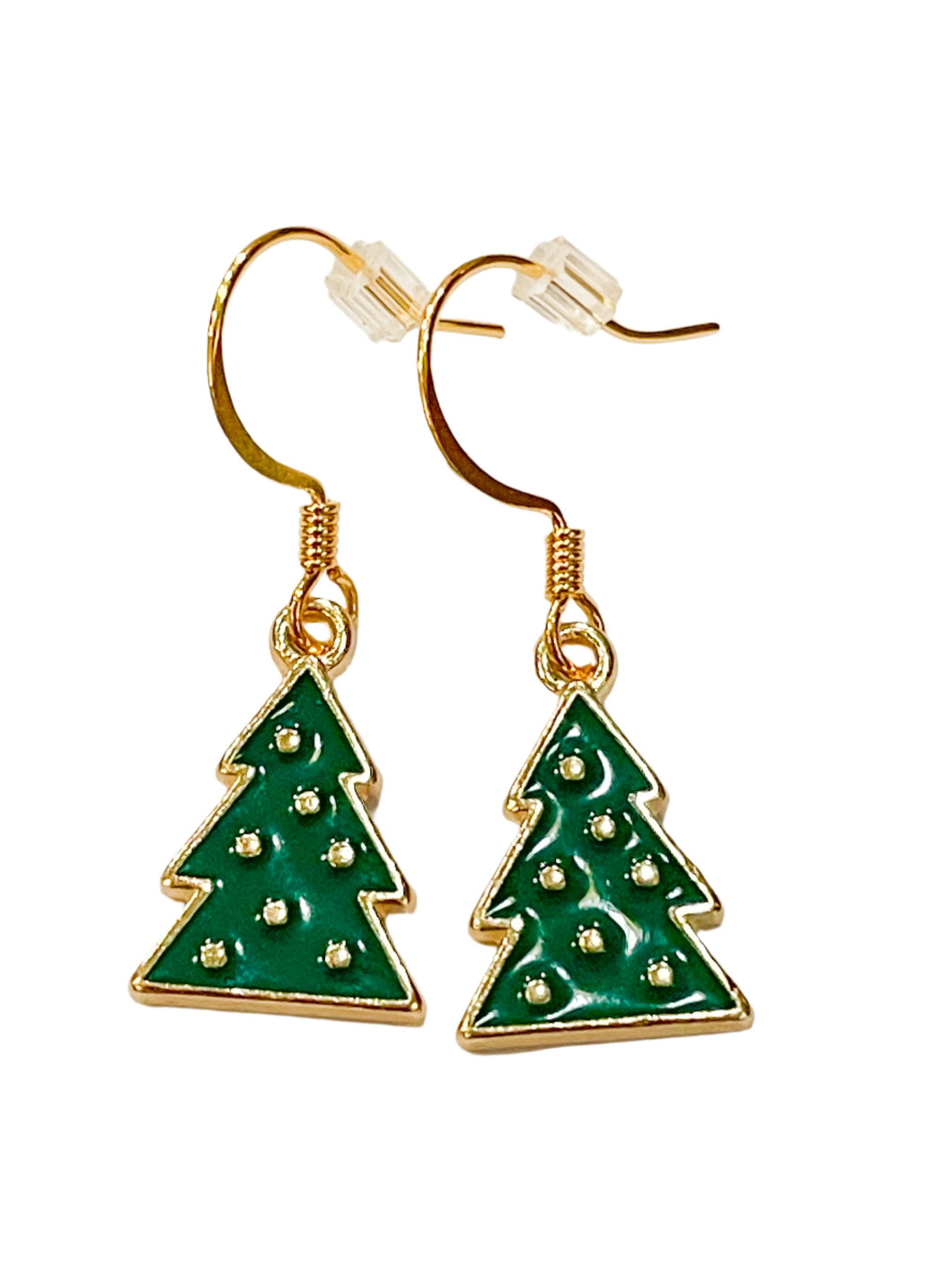 Green Christmas Tree Earrings