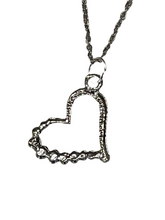 Load image into Gallery viewer, 20” Silver Heart Rhinestone Charm Necklace
