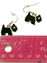 Load image into Gallery viewer, Black Scottie Dog Enamel Charm W/Rhinestone Earrings
